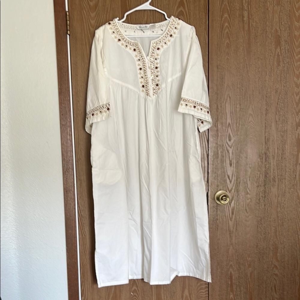 Embroidered White Maxi Dress